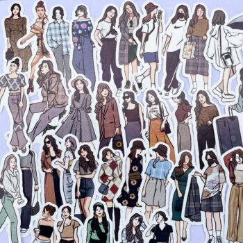 54pcs Aesthetic girls Journaling Stickers
