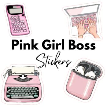 12pcs pink girl boss Journaling Stickers