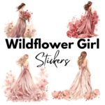 12pcs wildflower girl Journaling Stickers