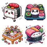 12pcs kawaii sushi foods Journaling Stickers