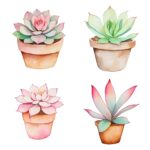 12pcs succulent pots Journaling Stickers