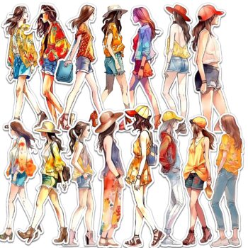 45pcs modern summer girls Journaling Stickers 159