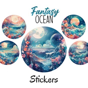 12pcs fantasy ocean Journaling Stickers