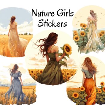 12pcs nature girls Journaling Stickers