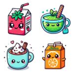 12pcs kawaii drinks Journaling Stickers