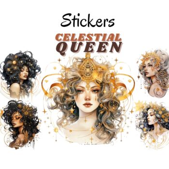 12pcs Celestial Queen Journaling Stickers
