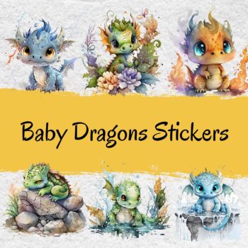 12pcs Baby Dragan Journaling Stickers