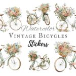 12pcs vintage bicycles Journaling Stickers