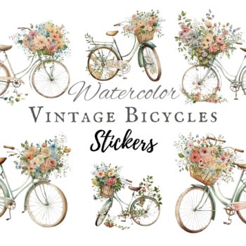 12pcs vintage bicycles Journaling Stickers