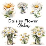 24pcs daisies flower Journaling Stickers