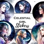 12pcs Celestial Girls Journaling Stickers