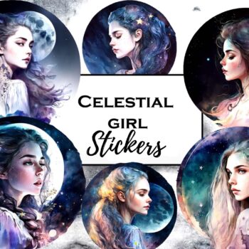12pcs Celestial Girls Journaling Stickers