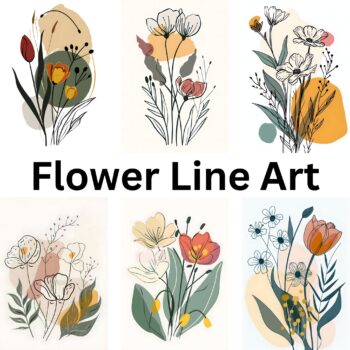 12pcs flower line art Journaling Stickers