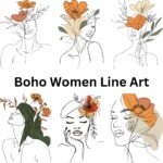 20pcs boho line art girl Journaling Stickers