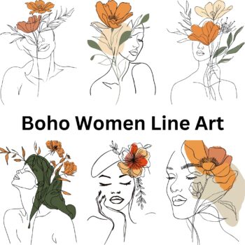 20pcs boho line art girl Journaling Stickers