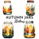 12pcs Autumn Jar Journaling Stickers