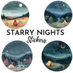 12pcs staryy nights Journaling Stickers