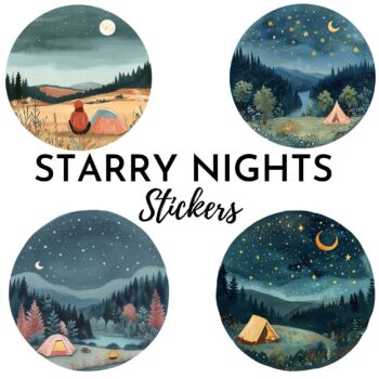 12pcs staryy nights Journaling Stickers