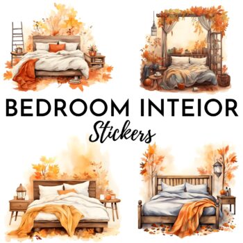 12pcs Bedroom Interior Journaling Stickers