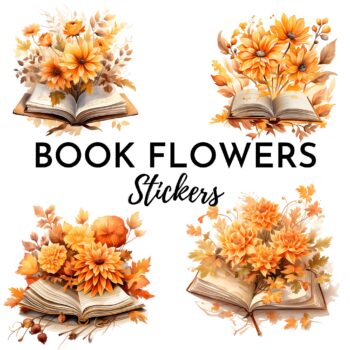 12pcs Book Flowers Journaling Stickers