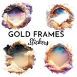 12pcs Gold Frames Journaling Stickers