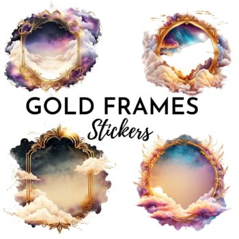 12pcs Gold Frames Journaling Stickers