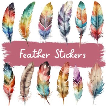 12pcs feather Journaling Stickers