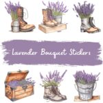 24pcs Lavender Bouquet Journaling Stickers