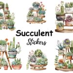 12pcs succulent Journaling Stickers