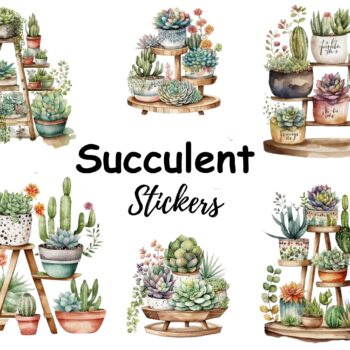 12pcs succulent Journaling Stickers