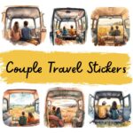 12pcs couple travel Journaling Stickers
