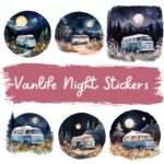 12pcs vanlife night Journaling Stickers