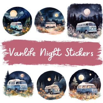12pcs vanlife night Journaling Stickers