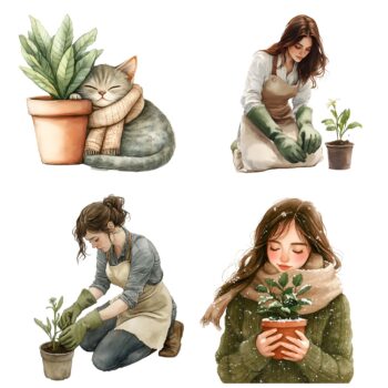 24pcs gardening girl Journaling Stickers