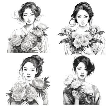 12pcs Black and White girls Journaling Stickers