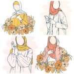 24pcs hijab girls Journaling Stickers