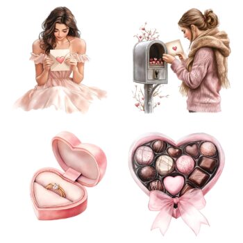 24pcs Valentine love Journaling Stickers