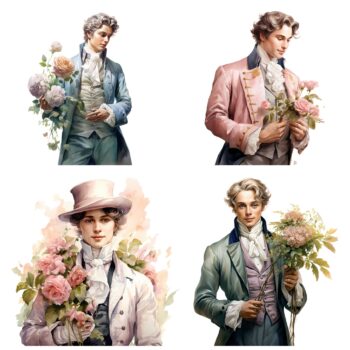 12pcs boys with flower Journaling Stickers