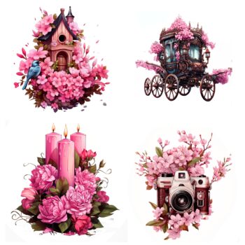 12pcs rose aesthetic pics Journaling Stickers 116