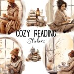 12pcs cozy reading Journaling Stickers
