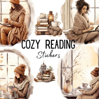 12pcs cozy reading Journaling Stickers