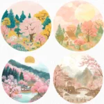 24pcs round cherry blossoms Journaling Stickers