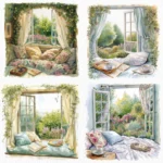 24pcs cozy windows views Journaling Stickers