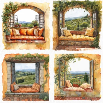 24pcs window garden view Journaling Stickers