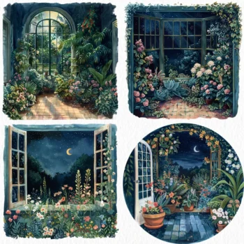 24pcs garden night view Journaling Stickers