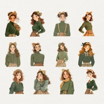 24pcs green girls Journaling Stickers