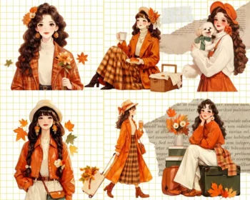 12pcs autumn summer girls Journaling Stickers