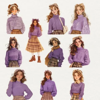 24pcs lavender girls Journaling Stickers