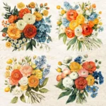 12pcs aesthetic colourful flowers Journaling Stickers