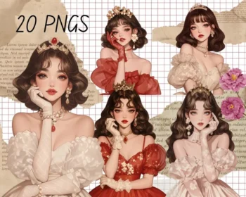 12pcs red aesthetic girls Journaling Stickers